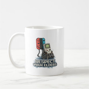 Caneca De Café Design Retro de Jogos Respeite seus Anciãos