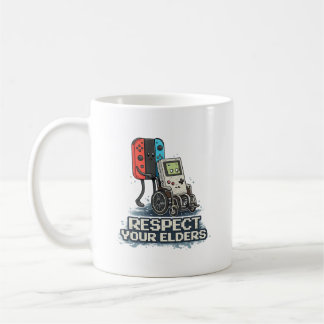 Caneca De Café Design Retro de Jogos Respeite seus Anciãos