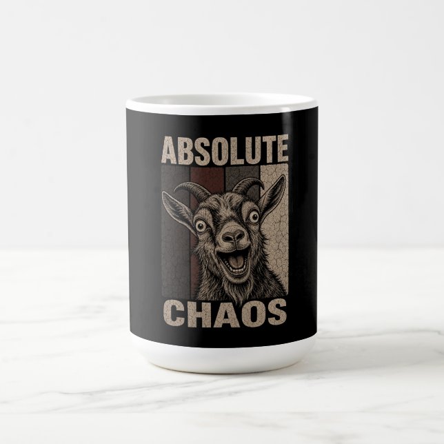 Caneca De Café Design Retrô Divertido Bode Gritando Caos Absoluto (Centro)