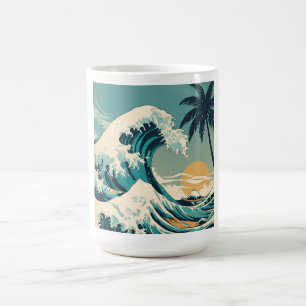 Caneca De Café Design Retro Onda de Surf Califórnia Clássica