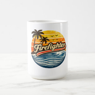 Caneca De Café Design Retro Pôr do Sol Bombeiro