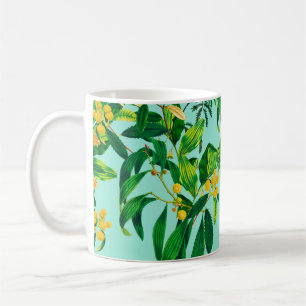 Caneca De Café Design sem costura feita com folhas tropicais d