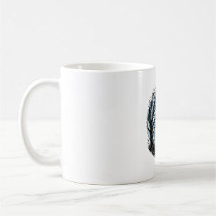 Caneca De Café Design Silhueta da Árvore da Lua Uivando Lobo Vint