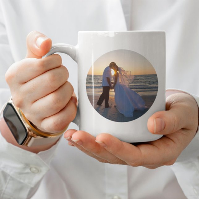 Caneca De Café Design Simples de Foto com Dois Círculos (Simple Two Circle Photo Design Coffee Mug)