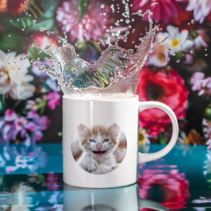 Caneca De Café Design Simples de Foto com Dois Círculos