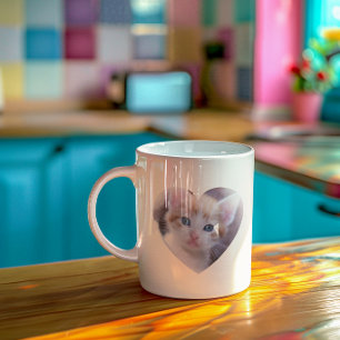 Caneca De Café Design Simples de Foto com Dois Corações
