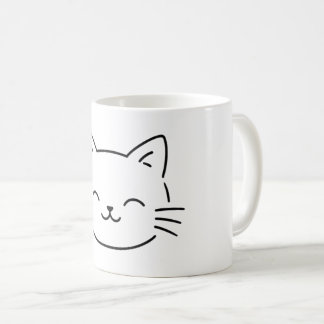 Caneca De Café Design Simples de Gatinho Estético