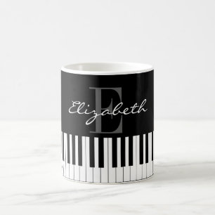 Caneca De Café Design simples do monograma do piano