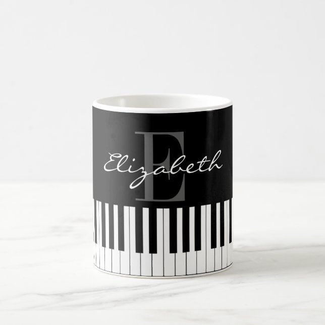 Caneca De Café Design simples do monograma do piano (Centro)