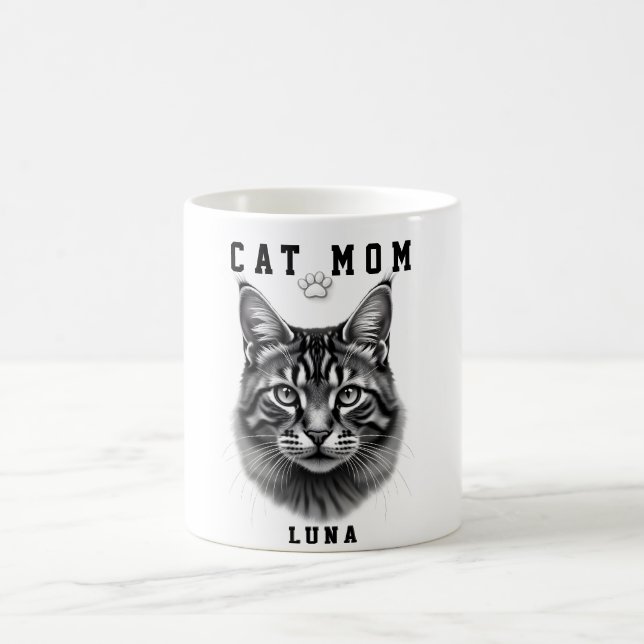 Caneca De Café Design Simples Fofo Personalizado Mãe de Gato Aman (Centro)