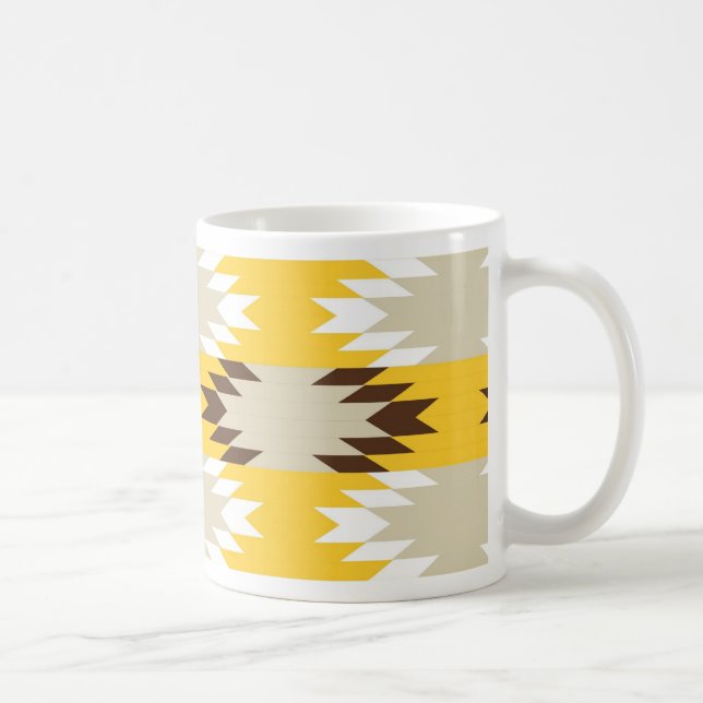 Caneca De Café Design tribal asteca do nativo americano de Brown (Direita)