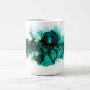 Caneca De Café Design Verde de Joia Pintada Moderna