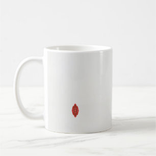 Caneca De Café design vermelho e castanho sobre fundo branco