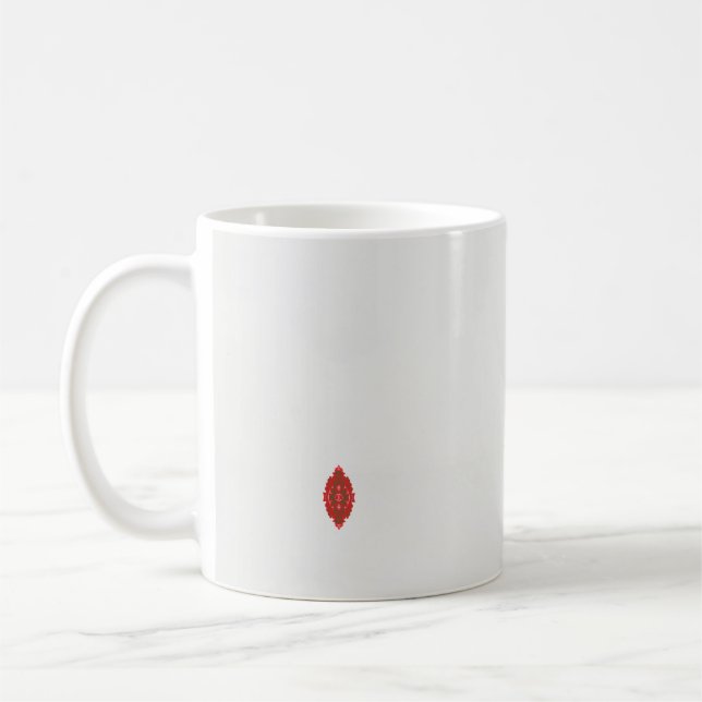 Caneca De Café design vermelho e castanho sobre fundo branco (Esquerda)