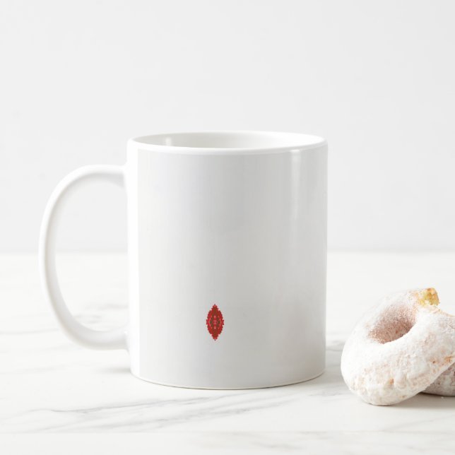 Caneca De Café design vermelho e castanho sobre fundo branco (Com Donut)