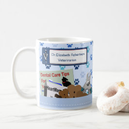 Caneca De Café Design Veterinário Personalizado De Azul Claro