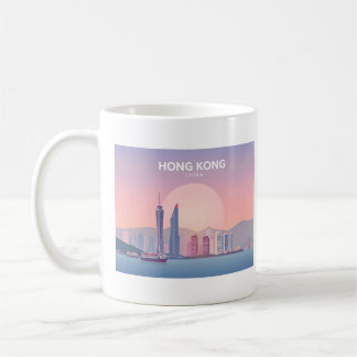 Caneca De Café Design Viagem de Hong Kong China Pastel