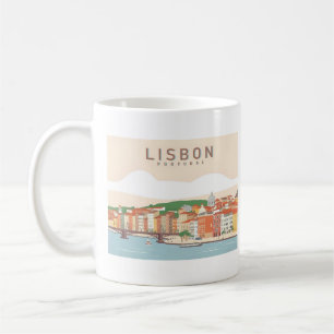Caneca De Café Design Viagem de Lisboa Portugal Pastel