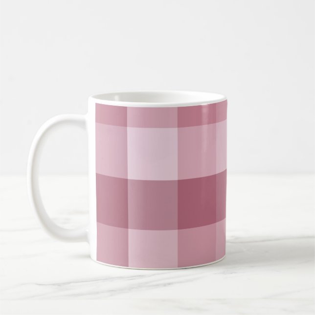 Caneca De Café Design Xadrez Gingham Rosa (Esquerda)