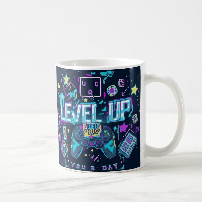 Caneca De Café Designação de Arte Pixel de Jogos Retrô" (Direita)