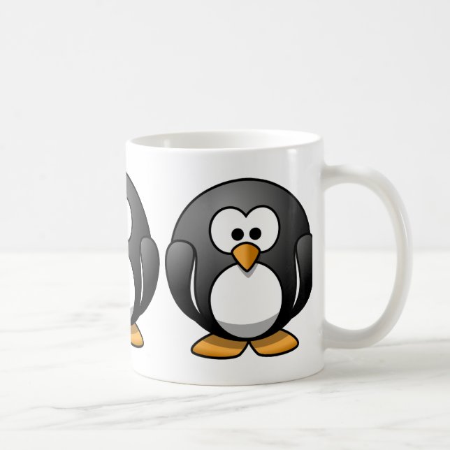 Caneca De Café Designs de pinguim redondos e bonitos (Direita)