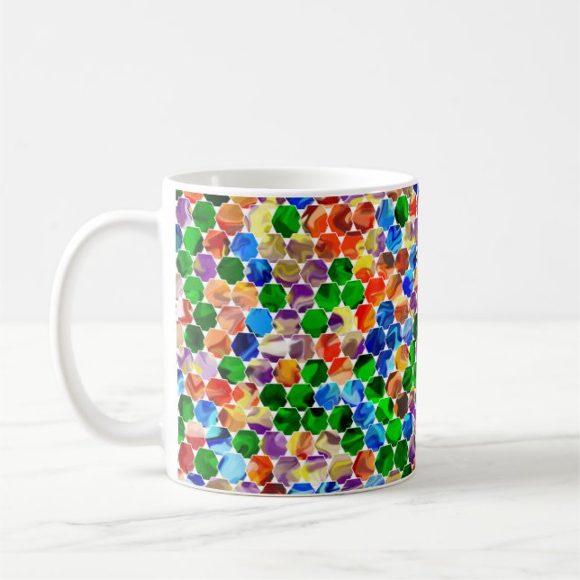 Caneca De Café Deslocamento de hexágonos Swirl 11oz Mug (Esquerda)