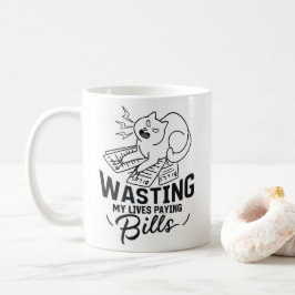 Caneca De Café Desperdiçando Minhas Vidas Design de Gato Engraçad