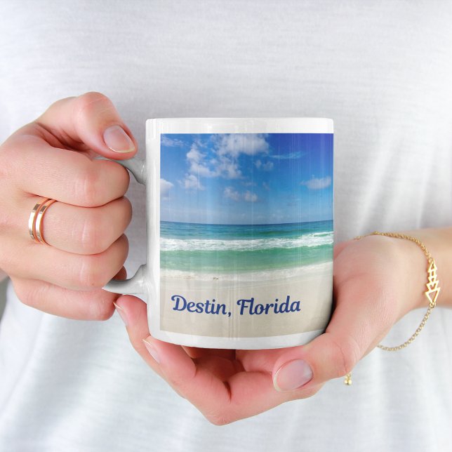 Caneca De Café Destin Florida BeauLinda Beach Monograma Ocean (Criador carregado)