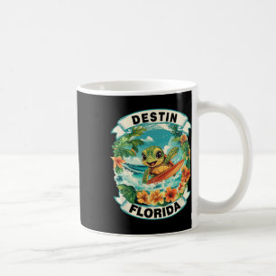 Caneca De Café Destin Flórida Tartaruga Marinha Fofo Surfando Fér