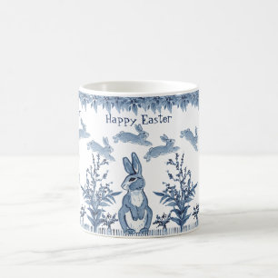 Caneca De Café Desvio do padrão do coelho azul felz pascoa