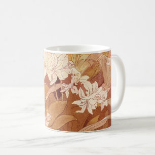 Caneca De Café Detalhe Floral Art Nouveau de Alphonse Mucha