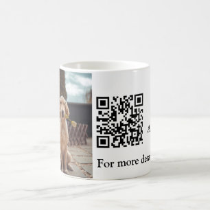 Caneca De Café Detalhes simples do nome do animal código QR adici