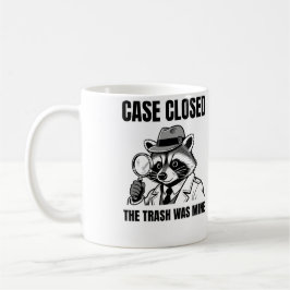 Caneca De Café Detective Raccoon "Case Closed" Humor Graphic