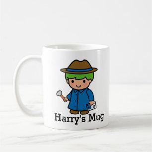 Caneca De Café Detetive, cientista forense ou investigador. rapaz