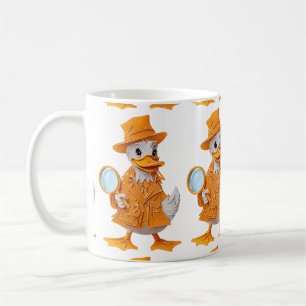 Caneca De Café Detetive Duck em Laranja, Pato de Papercut