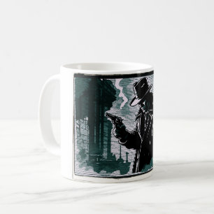 Caneca De Café Detetive Urbano Cidade Áspera Estilo Vintage 1940