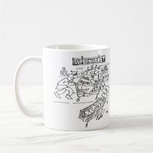 Caneca De Café Detetives da loja dirigindo um carro de supermerca