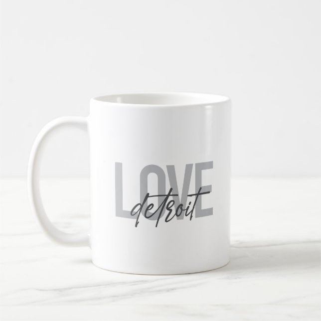 Caneca De Café Detroit de amor moderno, simples, legal, design ur (Esquerda)