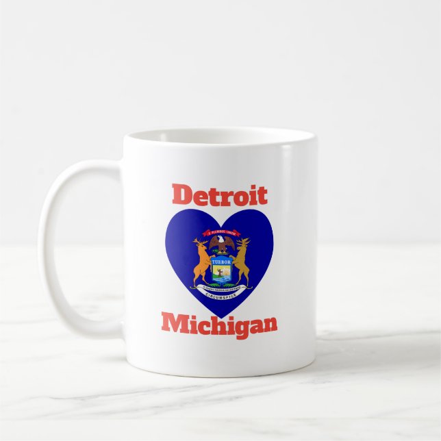 Caneca De Café Detroit Michigan Heart Flag (Esquerda)
