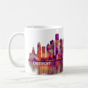 Caneca De Café Detroit Michigan Skyline