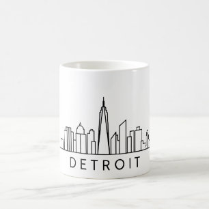 Caneca De Café Detroit Skyline - Design Cityscape