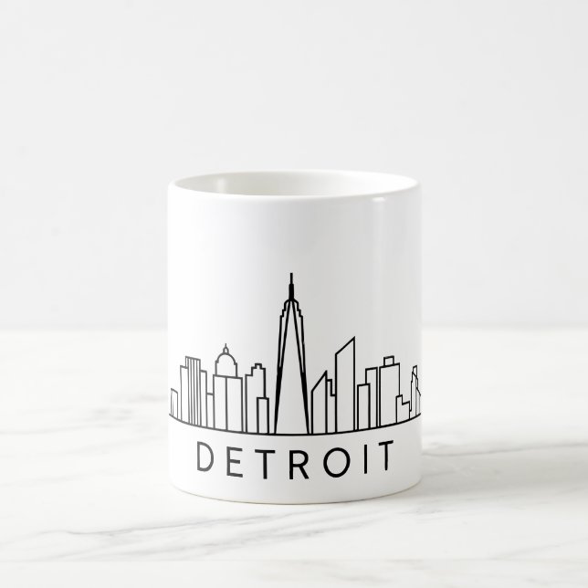Caneca De Café Detroit Skyline - Design Cityscape (Centro)