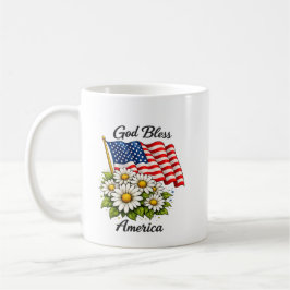 Caneca De Café Deus Abençoe a América Bandeira dos EUA e Margarid