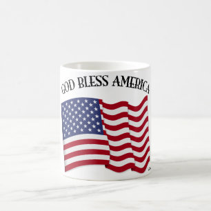 Caneca De Café DEUS ABENÇOE A AMÉRICA com a bandeira dos EUA