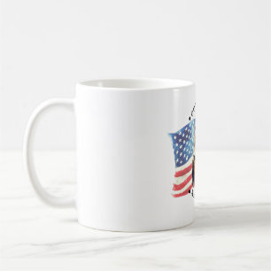Caneca De Café Deus Abençoe a América Com Bandeira/Águia/Fogos de