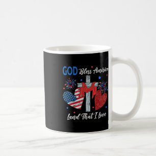 Caneca De Café Deus Abençoe a América Coração Cristão Cruz Jesus