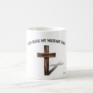 Caneca De Café DEUS ABENÇOE MEU PAI MILITAR com cruz áspera