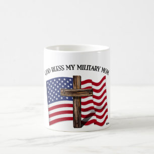 Caneca De Café DEUS ABENÇOE MINHA MÃE MILITAR cruz rústica & band