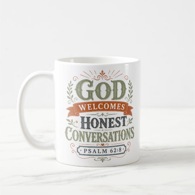 Caneca De Café Deus Aceita Conversas Francas Citação Cristã (Esquerda)