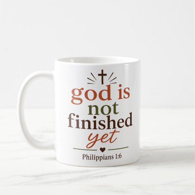 Caneca De Café Deus Ainda Não Terminou Verdade Bíblica Citação (Esquerda)